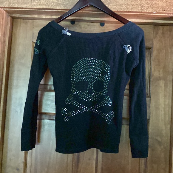 Miss Me top Rhinestone Top S  100% Cotton Preowned Vintage Distressed - Picture 2 of 9